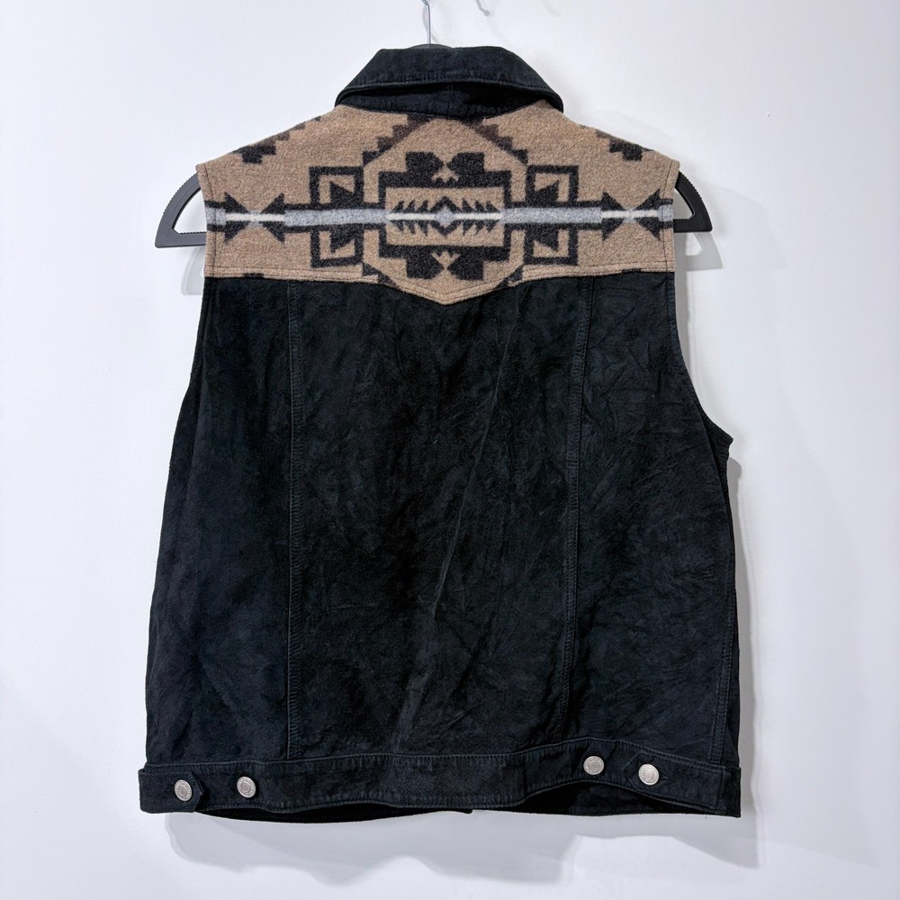Vintage Pendleton Leather Suede Wool Women's Large Southwestern Vest Cowgirl - Picture 3 of 7
